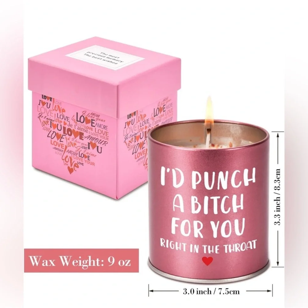 IโD PUNCH A BI T CH FOR YOU RIGHT IN THE THROAT NEW PINK GARDENIA SOY CANDLE - Picture 2 of 6